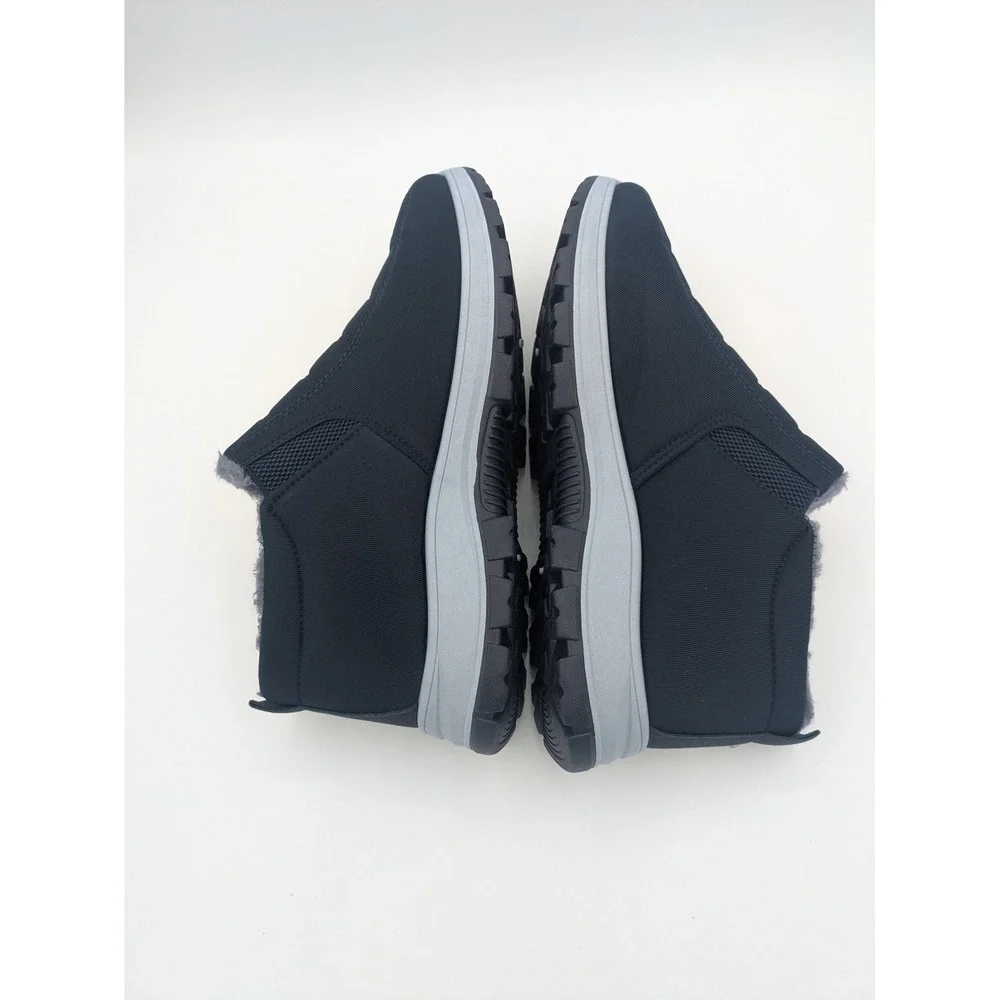 Unbranded Nylon Puffer Booties Size 10 Navy Blue Faux Fur Lined Winter Shoes